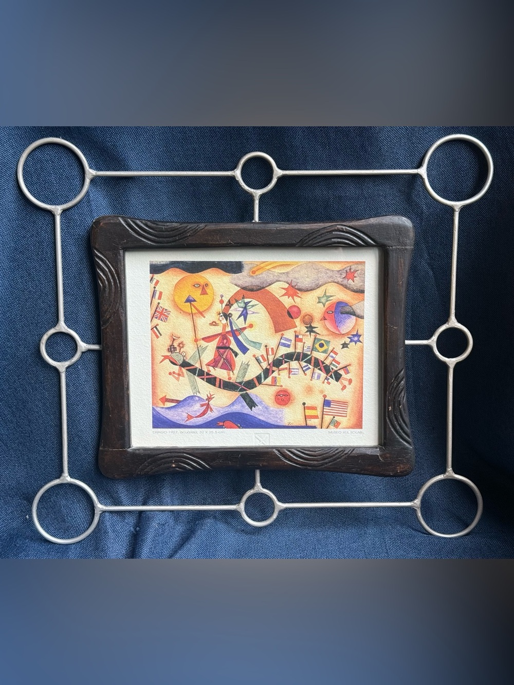 1980s Vintage Xul Solar Drago Framed Art Print Museo Argentina Surrealist 18x14